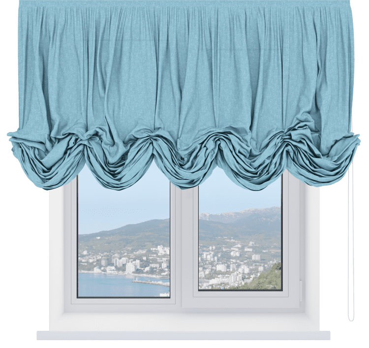 Австрийская штора «Кортин», ткань лён кашемир голубой